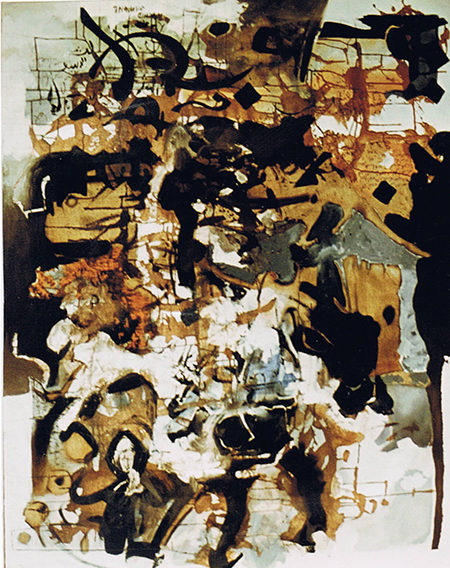 KALLIGRAPHIE, peinture sur toile 100F, 1980