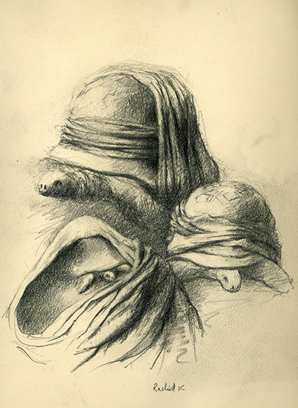 MÈRE PORTEUSE, dessin crayon, 1998