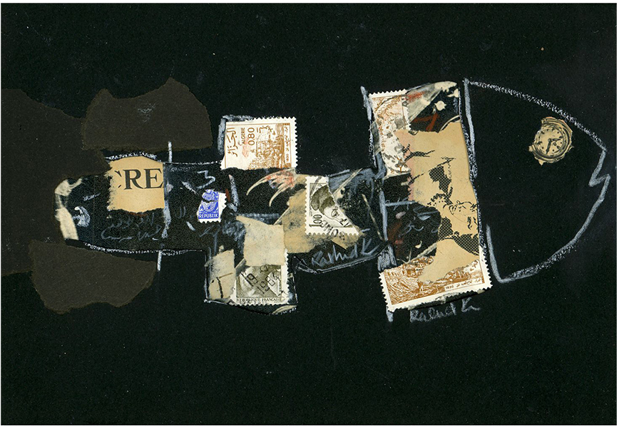 POISSON MARELLE, dessin collage,1989